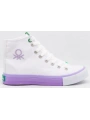 BENETTON 30189 Beyaz Lila Kadın Spor Ayakkabı