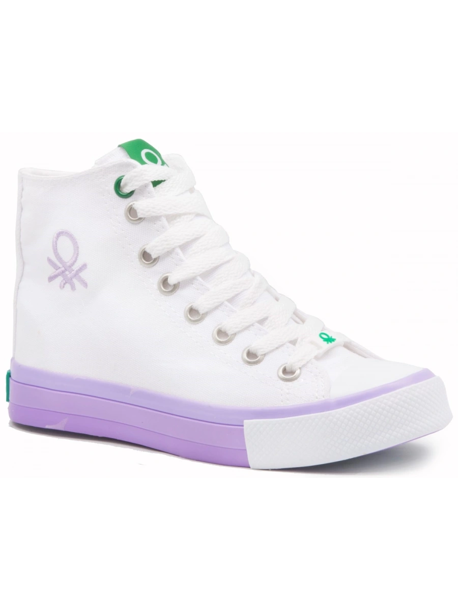 BENETTON 30189 Beyaz Lila Kadın Spor Ayakkabı