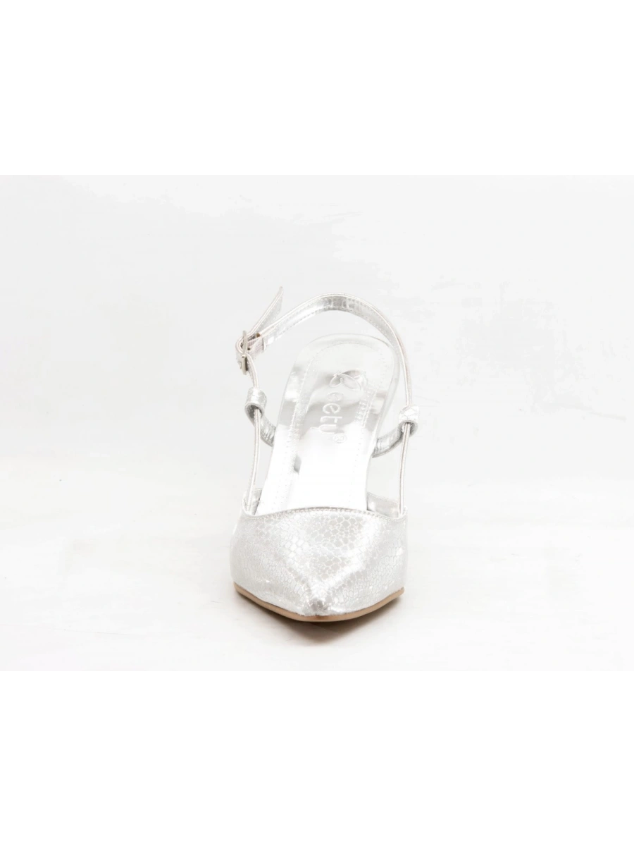 LİDER BTY 194-615 Gümüş Yılan Kadın Topuklu Ayakkabı