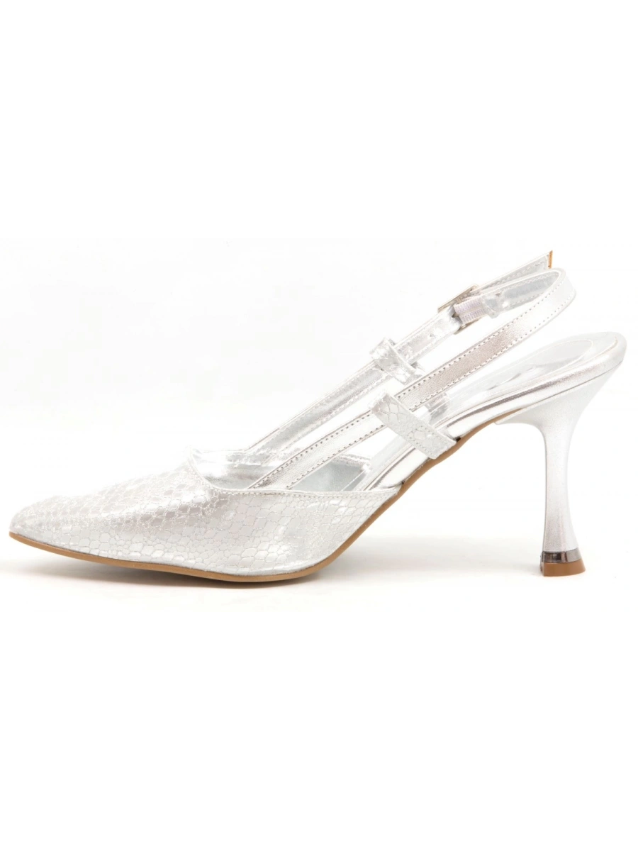 LİDER BTY 194-615 Gümüş Yılan Kadın Topuklu Ayakkabı