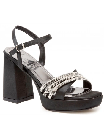 LİDER BTY 130-1018 Siyah Saten Kadın Topuklu Ayakkabı