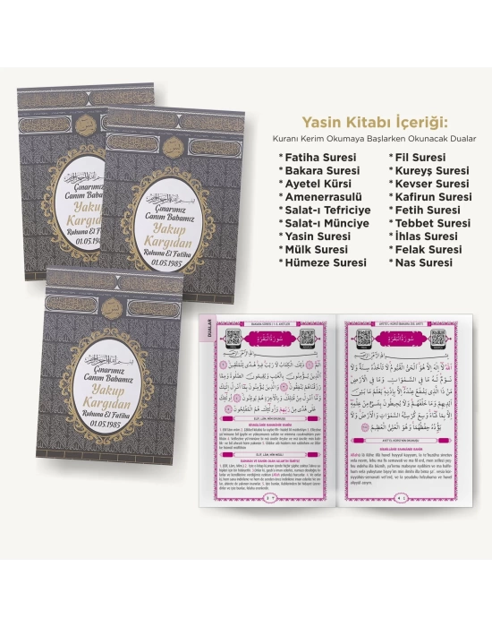 64 Sayfa Yaldız Kabe Siyah OPP + Yasin + Magnet + Tesbih