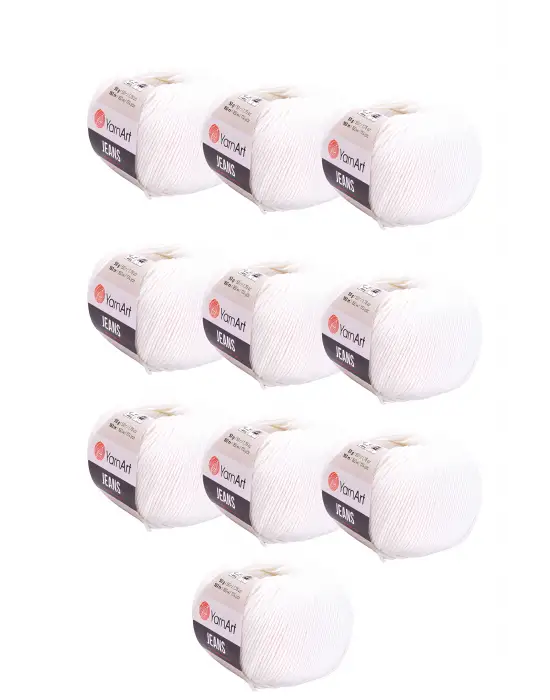 10 x Yarnart Jeans 01 Beyaz 10lu Paket Amigurimi Bebek Ipi Yarnart Jeans 10 Adet