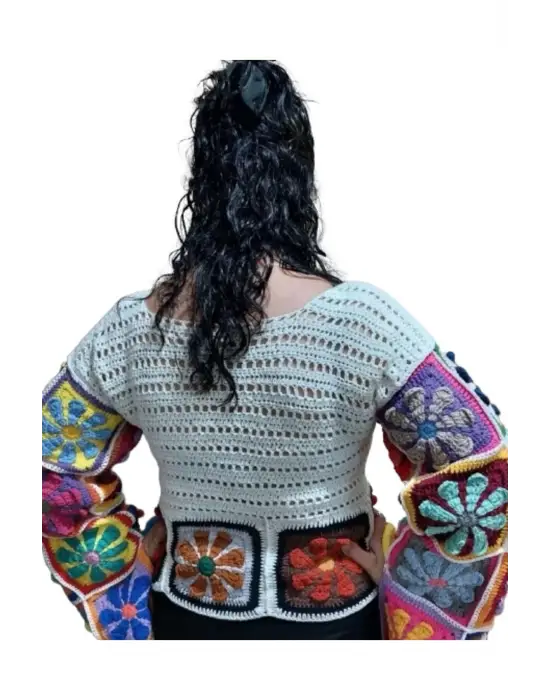 Siparişe Göre el Örgü Patchwork  Süveter