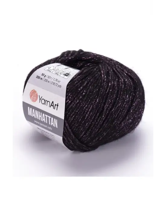 Manhattan - Simli El Örgü Ipi Siyah-mor Simli-906