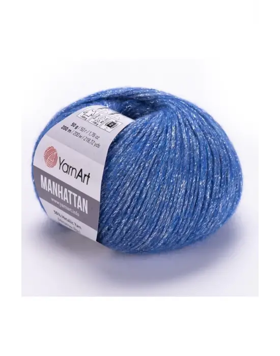 Manhattan - Simli El Örgü Ipi Mavi-907