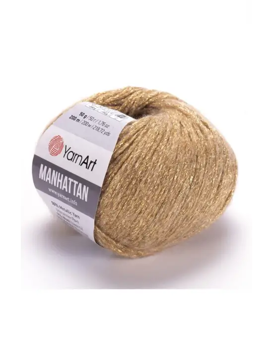 Manhattan - Simli El Örgü Ipi Koyu Bej-911