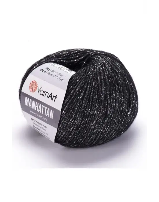 Manhattan - Simli El Örgü Ipi Siyah-gümüş Simli-915