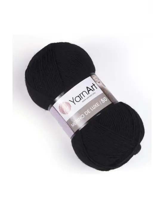MERINO DE LUXE 50 - EL ÖRGÜ İPİ SİYAH-585