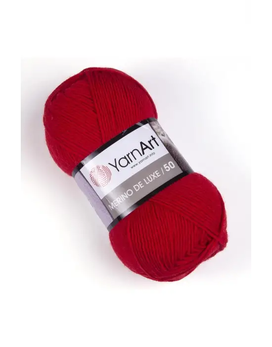MERINO DE LUXE 50 - EL ÖRGÜ İPİ KIRMIZI-156