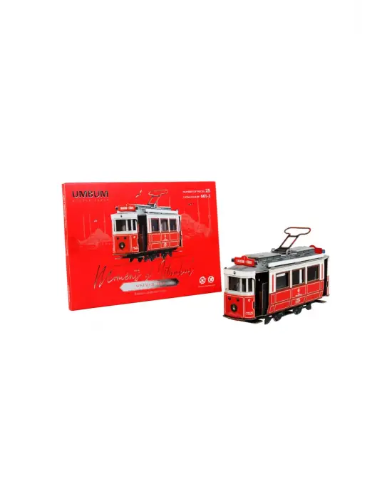 Nostaljik Tren (KIRMIZI KUTU) 3d Karton Puzzle Yapboz