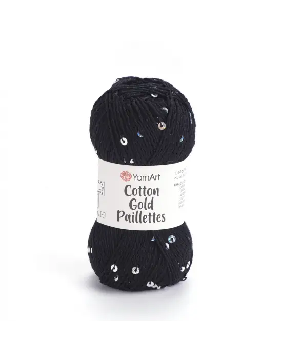 YarnArt Cotton Gold Paillettes – Işıltılı Pullu Pamuklu El Örgü İpi 50g | Yazlık Şal, Bluz, Aksesuar İçin Hafif ve Parlak İplik