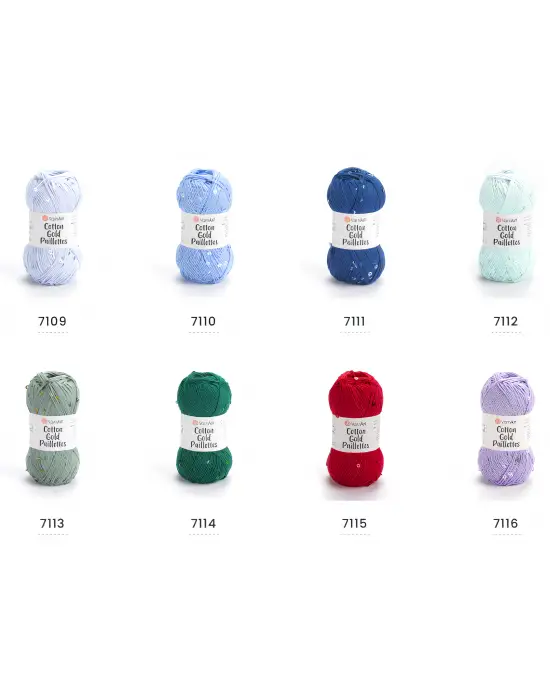 YarnArt Cotton Gold Paillettes – Işıltılı Pullu Pamuklu El Örgü İpi 50g | Yazlık Şal, Bluz, Aksesuar İçin Hafif ve Parlak İplik