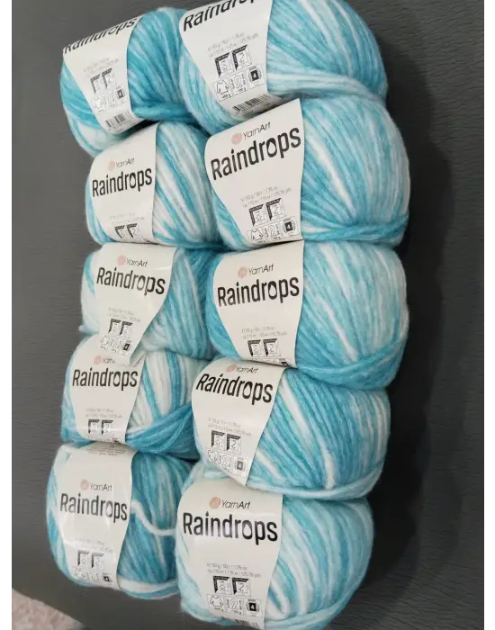 YarnArt Raindrops El Örgü İpi 10lu Set Yünlü, Akrilik ve Polyamid Karışımlı Orta Kalınlıkta Renkli İplik