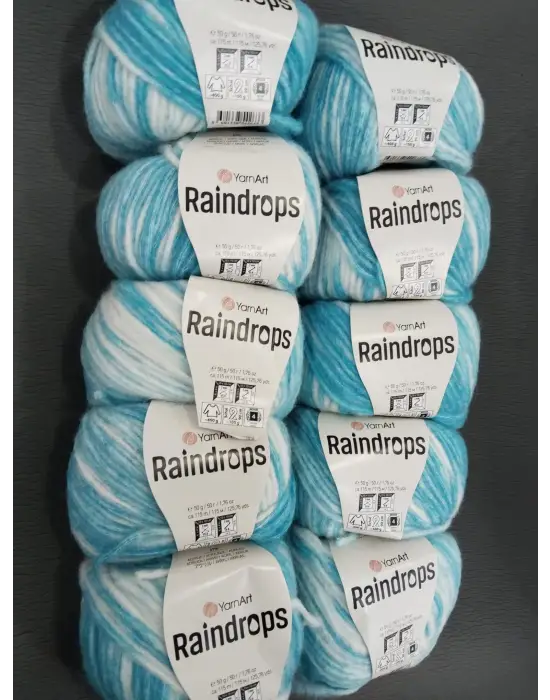 YarnArt Raindrops El Örgü İpi 10lu Set Yünlü, Akrilik ve Polyamid Karışımlı Orta Kalınlıkta Renkli İplik