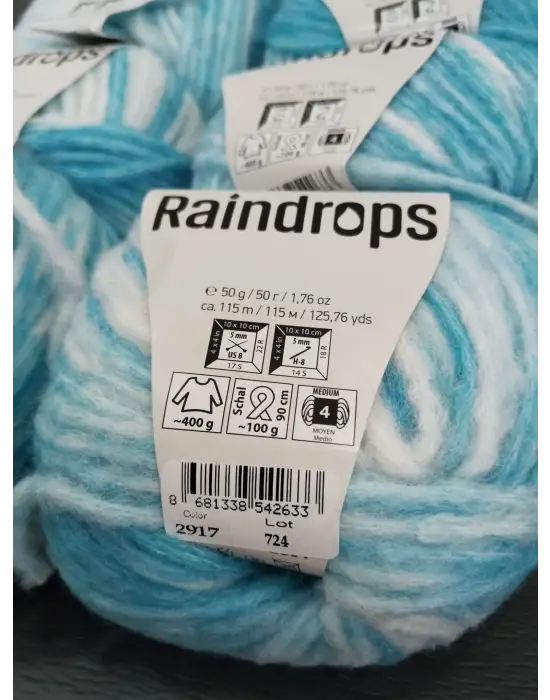 YarnArt Raindrops El Örgü İpi 10lu Set Yünlü, Akrilik ve Polyamid Karışımlı Orta Kalınlıkta Renkli İplik