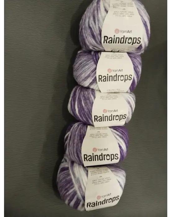 YarnArt Raindrops El Örgü İpi 5li Set Yünlü, Akrilik ve Polyamid Karışımlı Orta Kalınlıkta Renkli İplik