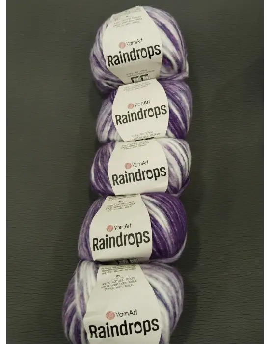 YarnArt Raindrops El Örgü İpi 5li Set Yünlü, Akrilik ve Polyamid Karışımlı Orta Kalınlıkta Renkli İplik