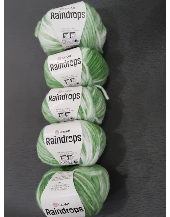 YarnArt Raindrops El Örgü İpi 5li Set Yünlü, Akrilik ve Polyamid Karışımlı Orta Kalınlıkta Renkli İplik