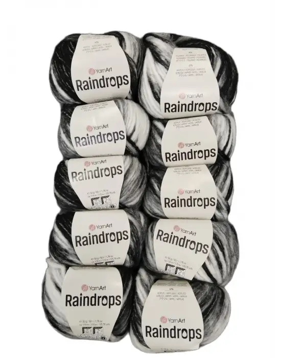 YarnArt Raindrops El Örgü İpi 10lu Set Yünlü, Akrilik ve Polyamid Karışımlı Orta Kalınlıkta Renkli İplik