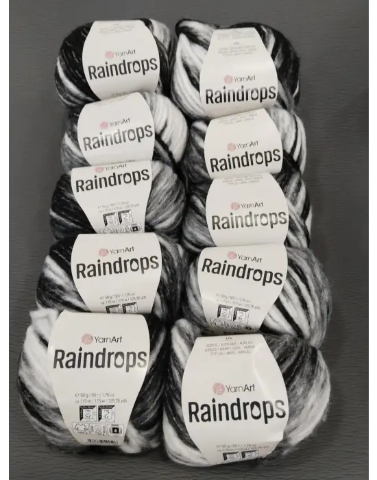 YarnArt Raindrops El Örgü İpi 10lu Set Yünlü, Akrilik ve Polyamid Karışımlı Orta Kalınlıkta Renkli İplik