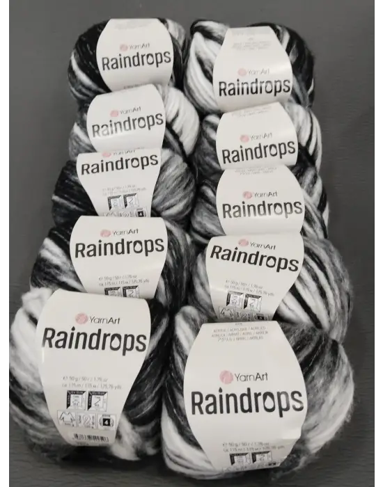YarnArt Raindrops El Örgü İpi 10lu Set Yünlü, Akrilik ve Polyamid Karışımlı Orta Kalınlıkta Renkli İplik