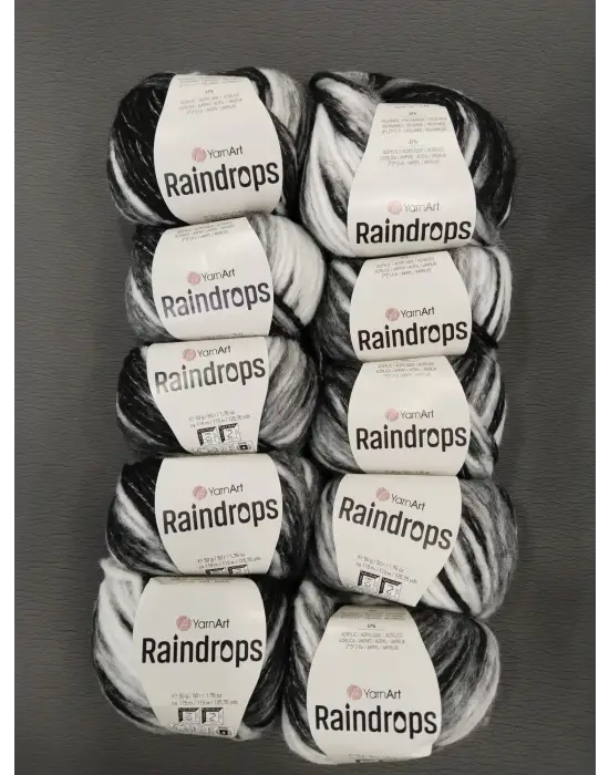 YarnArt Raindrops El Örgü İpi 10lu Set Yünlü, Akrilik ve Polyamid Karışımlı Orta Kalınlıkta Renkli İplik