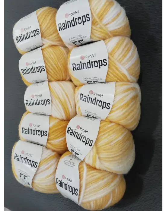 YarnArt Raindrops El Örgü İpi 10lu Set Yünlü, Akrilik ve Polyamid Karışımlı Orta Kalınlıkta Renkli İplik