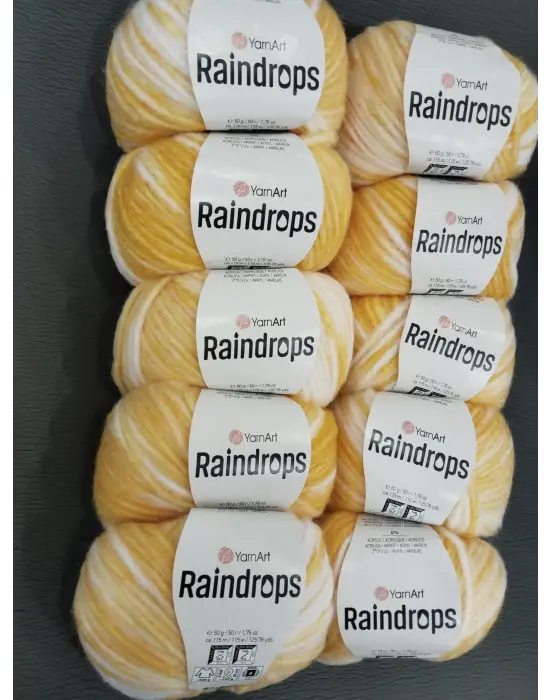 YarnArt Raindrops El Örgü İpi 10lu Set Yünlü, Akrilik ve Polyamid Karışımlı Orta Kalınlıkta Renkli İplik