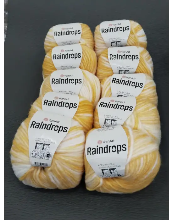 YarnArt Raindrops El Örgü İpi 10lu Set Yünlü, Akrilik ve Polyamid Karışımlı Orta Kalınlıkta Renkli İplik