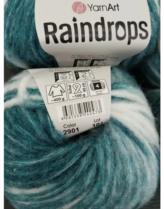 YarnArt Raindrops El Örgü İpi 10lu Set Yünlü, Akrilik ve Polyamid Karışımlı Orta Kalınlıkta Renkli İplik