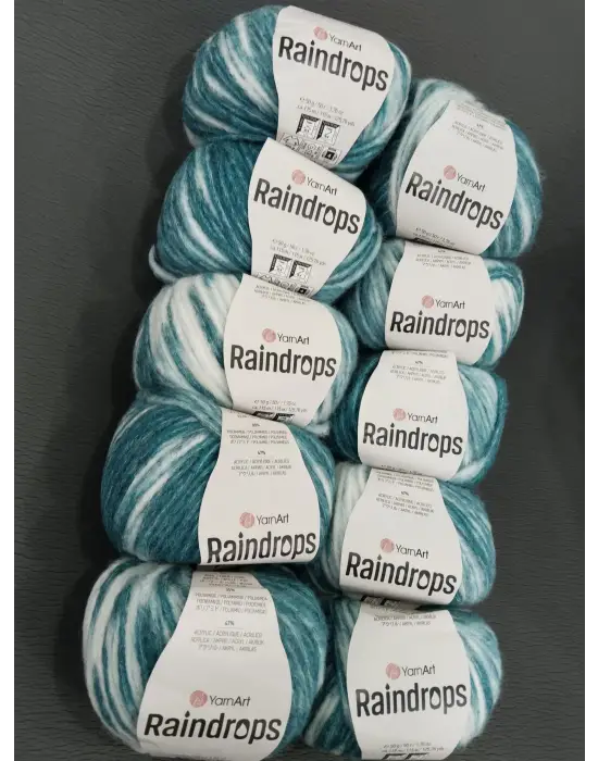 YarnArt Raindrops El Örgü İpi 10lu Set Yünlü, Akrilik ve Polyamid Karışımlı Orta Kalınlıkta Renkli İplik