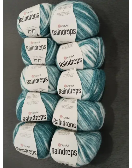 YarnArt Raindrops El Örgü İpi 10lu Set Yünlü, Akrilik ve Polyamid Karışımlı Orta Kalınlıkta Renkli İplik
