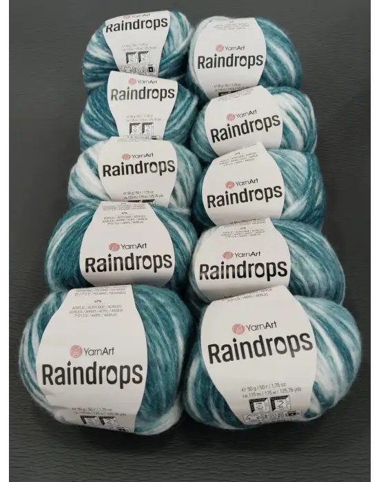 YarnArt Raindrops El Örgü İpi 10lu Set Yünlü, Akrilik ve Polyamid Karışımlı Orta Kalınlıkta Renkli İplik