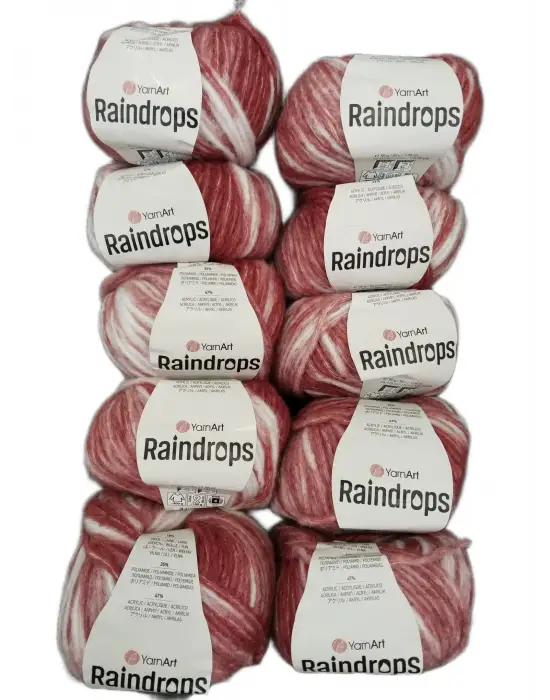 YarnArt Raindrops El Örgü İpi 10lu Set Yünlü, Akrilik ve Polyamid Karışımlı Orta Kalınlıkta Renkli İplik