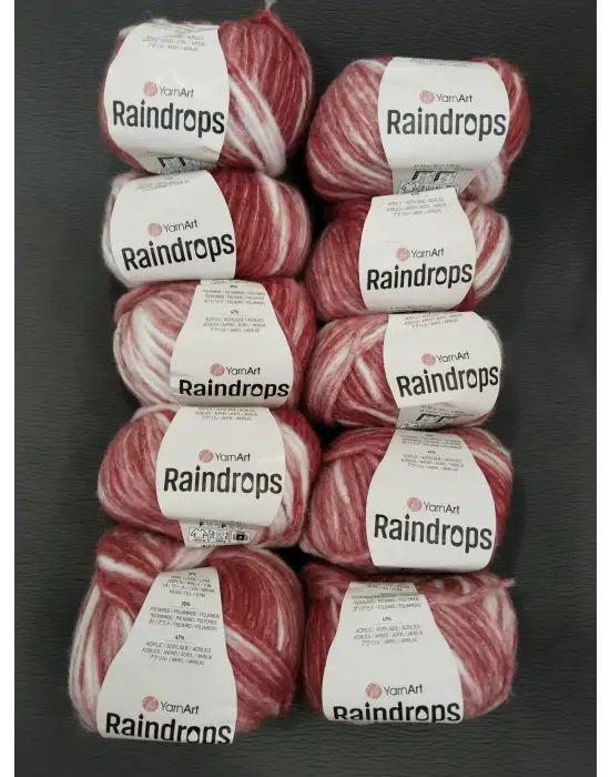 YarnArt Raindrops El Örgü İpi 10lu Set Yünlü, Akrilik ve Polyamid Karışımlı Orta Kalınlıkta Renkli İplik