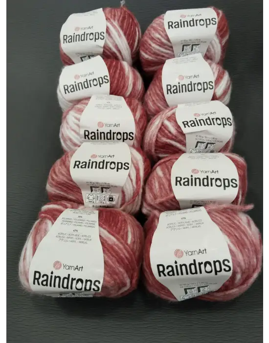 YarnArt Raindrops El Örgü İpi 10lu Set Yünlü, Akrilik ve Polyamid Karışımlı Orta Kalınlıkta Renkli İplik