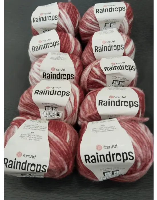 YarnArt Raindrops El Örgü İpi 10lu Set Yünlü, Akrilik ve Polyamid Karışımlı Orta Kalınlıkta Renkli İplik