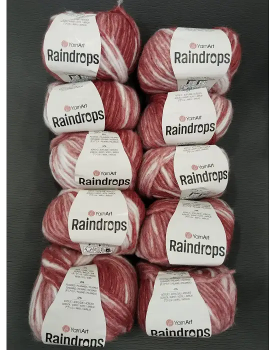 YarnArt Raindrops El Örgü İpi 10lu Set Yünlü, Akrilik ve Polyamid Karışımlı Orta Kalınlıkta Renkli İplik