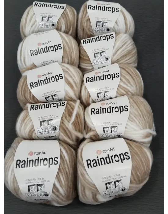 YarnArt Raindrops El Örgü İpi 10lu Set Yünlü, Akrilik ve Polyamid Karışımlı Orta Kalınlıkta Renkli İplik