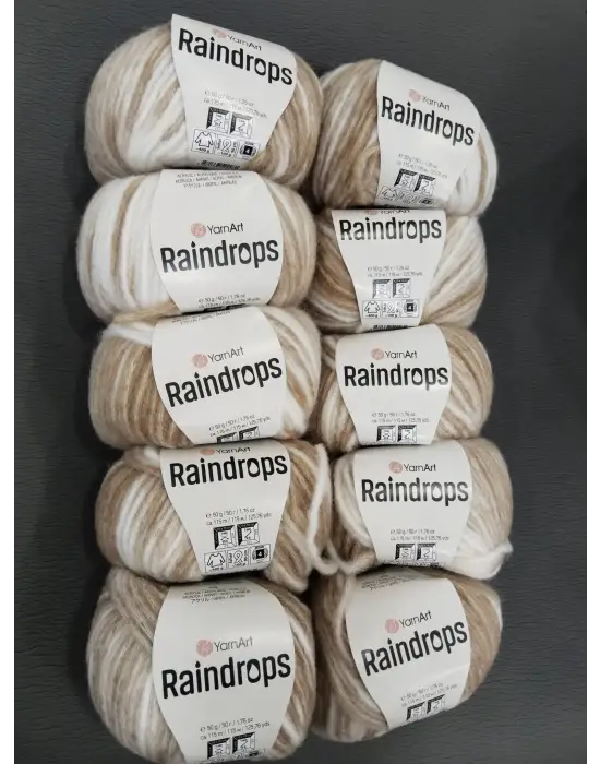 YarnArt Raindrops El Örgü İpi 10lu Set Yünlü, Akrilik ve Polyamid Karışımlı Orta Kalınlıkta Renkli İplik