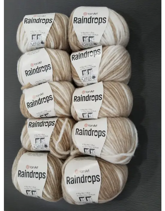 YarnArt Raindrops El Örgü İpi 10lu Set Yünlü, Akrilik ve Polyamid Karışımlı Orta Kalınlıkta Renkli İplik