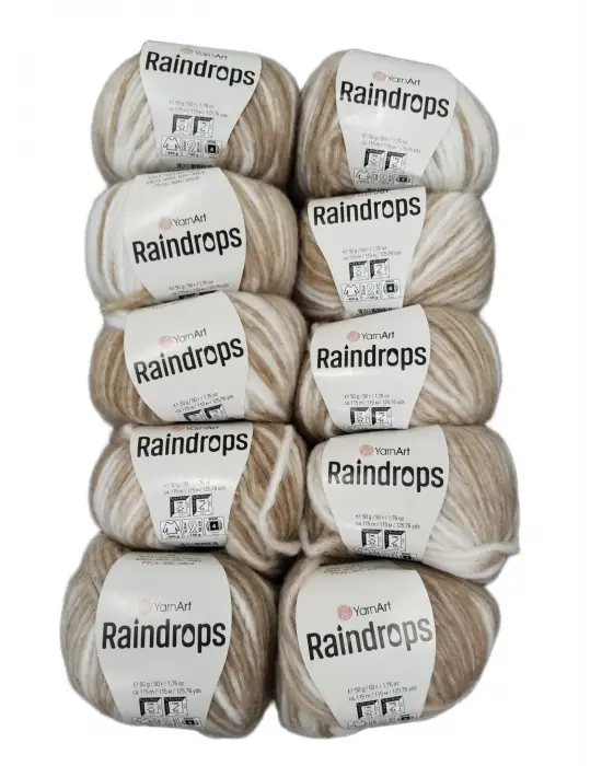 YarnArt Raindrops El Örgü İpi 10lu Set Yünlü, Akrilik ve Polyamid Karışımlı Orta Kalınlıkta Renkli İplik