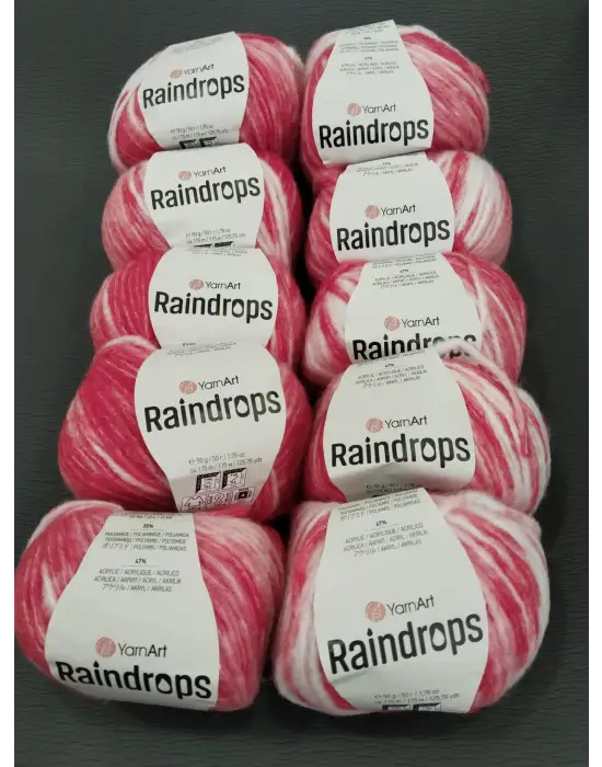 YarnArt Raindrops El Örgü İpi 10lu Set Yünlü, Akrilik ve Polyamid Karışımlı Orta Kalınlıkta Renkli İplik