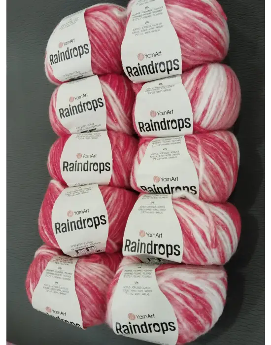 YarnArt Raindrops El Örgü İpi 10lu Set Yünlü, Akrilik ve Polyamid Karışımlı Orta Kalınlıkta Renkli İplik
