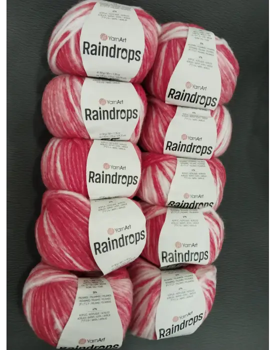 YarnArt Raindrops El Örgü İpi 10lu Set Yünlü, Akrilik ve Polyamid Karışımlı Orta Kalınlıkta Renkli İplik