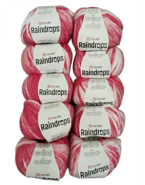 YarnArt Raindrops El Örgü İpi 10lu Set Yünlü, Akrilik ve Polyamid Karışımlı Orta Kalınlıkta Renkli İplik