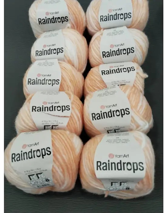 YarnArt Raindrops El Örgü İpi 10lu Set Yünlü, Akrilik ve Polyamid Karışımlı Orta Kalınlıkta Renkli İplik
