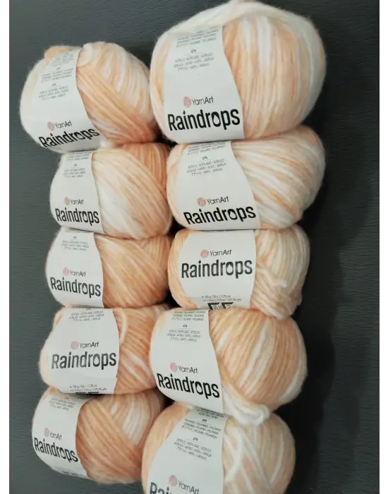 YarnArt Raindrops El Örgü İpi 10lu Set Yünlü, Akrilik ve Polyamid Karışımlı Orta Kalınlıkta Renkli İplik