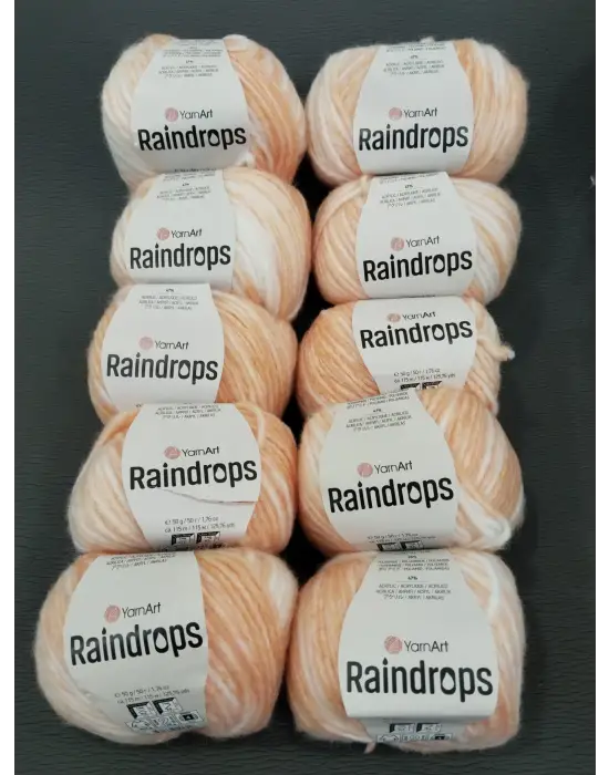 YarnArt Raindrops El Örgü İpi 10lu Set Yünlü, Akrilik ve Polyamid Karışımlı Orta Kalınlıkta Renkli İplik